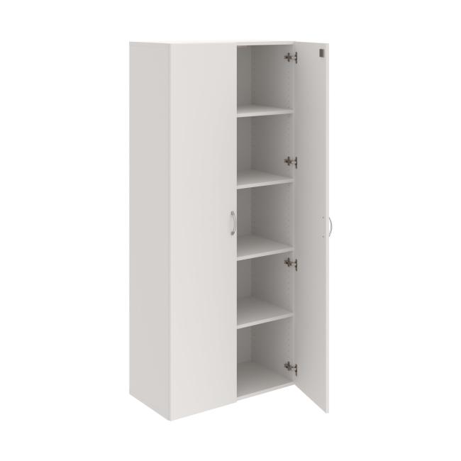 Policová skříň Drive, zámek, 80x185x42 cm, bílá/bílá