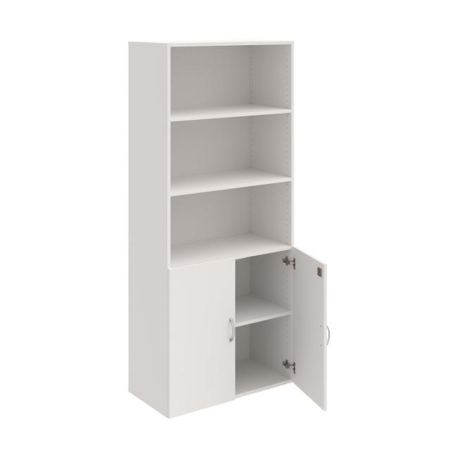 Policová skříň Drive, zámek, 80x185x42 cm, bílá/bílá