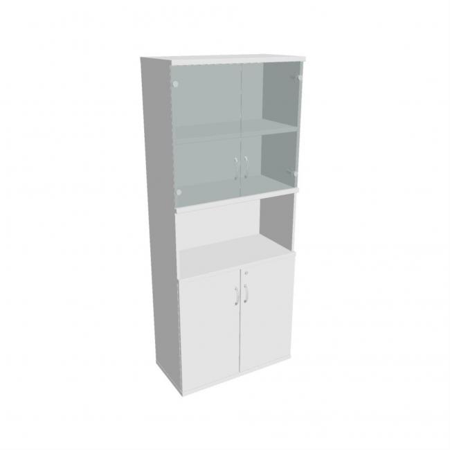 Policová skříň Strong, zámek, 80x192x40 cm, bílá/bílá