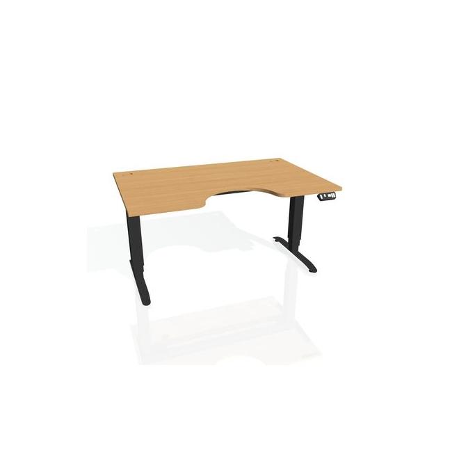 Pracovní stůl Motion Ergo, PO, 3S, 120x61-128x90 cm, buk/černá