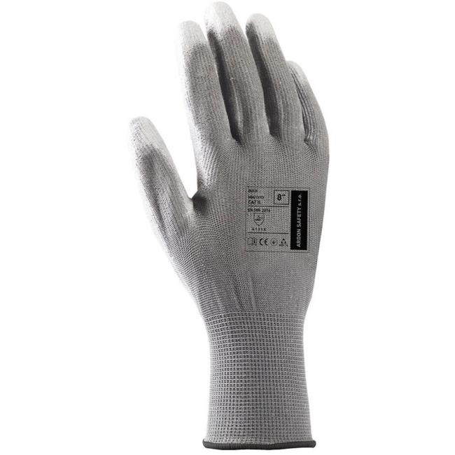 [AR911707] Rukavice polyester, polomáčené BUCK, šedé vel. L 7/S