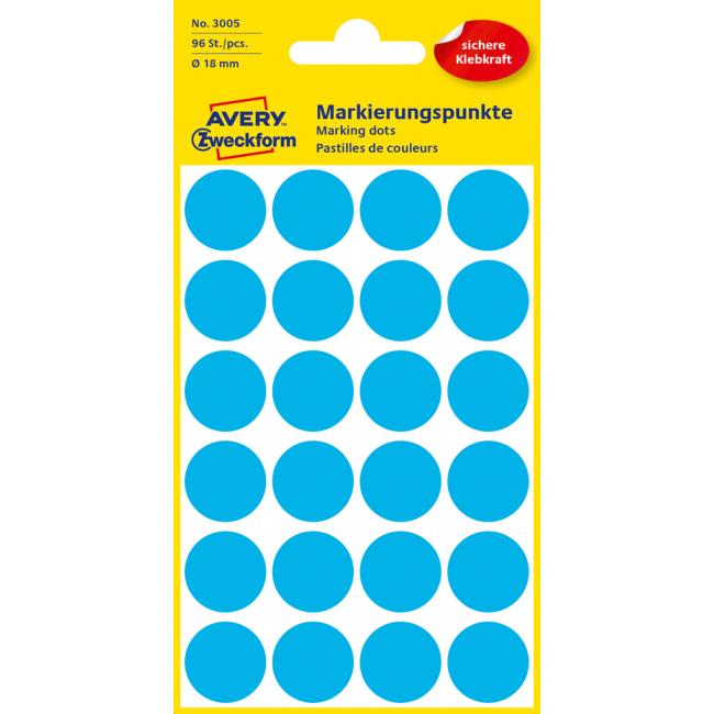 [AV003005] Etikety kruhové 18mm Avery modré