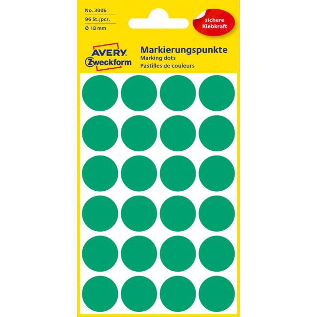 [AV003006] Etikety kruhové 18mm Avery zelené