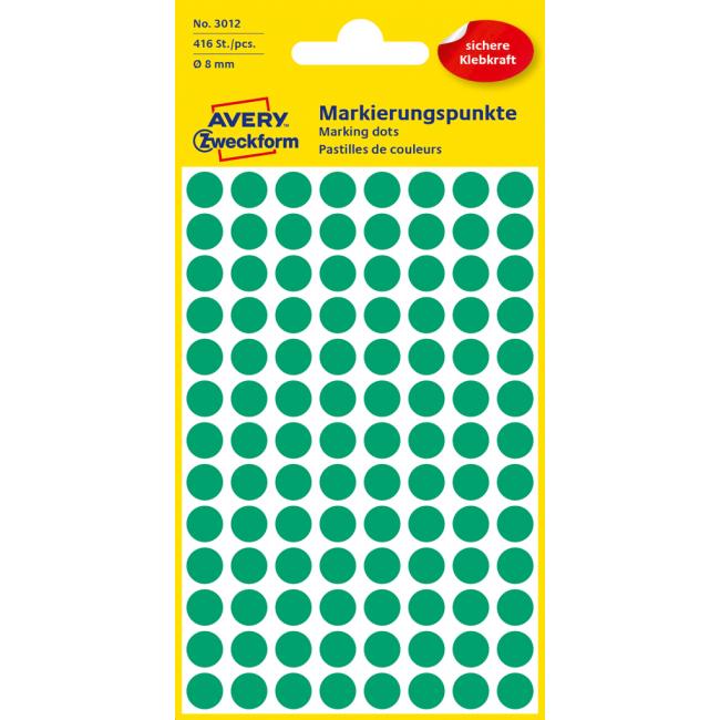 [AV003012] Etikety kruhové 8mm Avery zelené