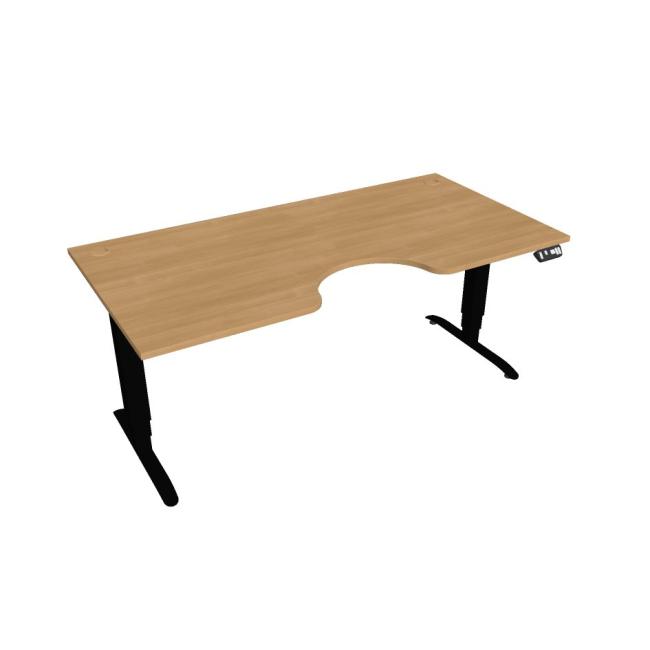 Pracovní stůl Motion Ergo, PO, 3S, 180x61-128x90 cm, dub/černá