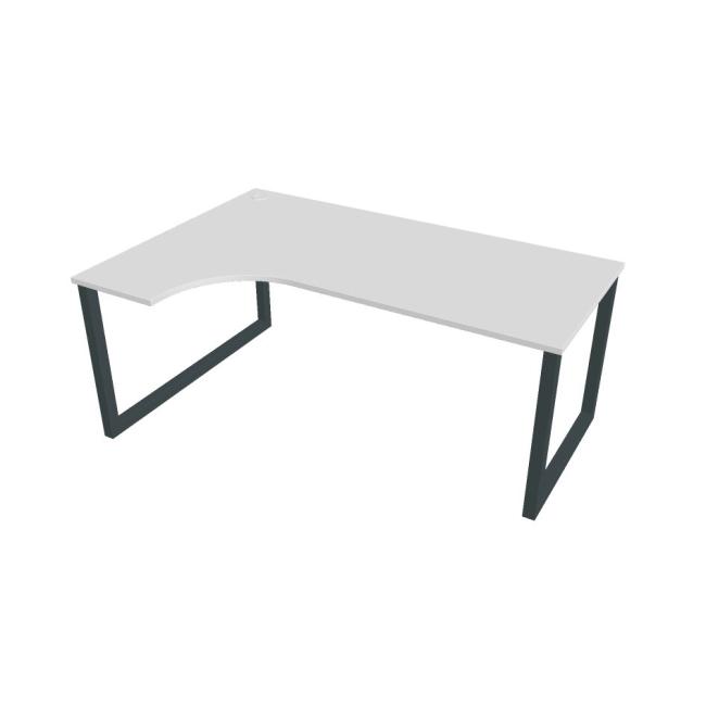 Pracovní stůl UNI O, ergo, pravý, 180x75,5x120 cm, bílá/černá