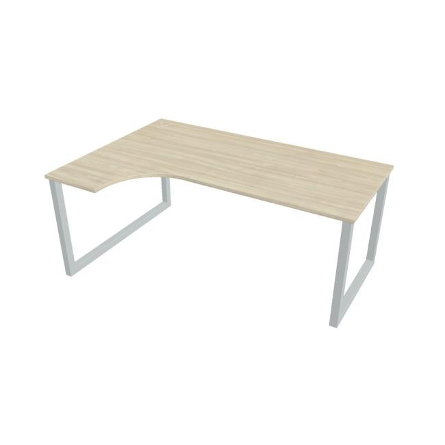 Pracovní stůl UNI O, ergo, pravý, 180x75,5x120 cm, akát/šedá