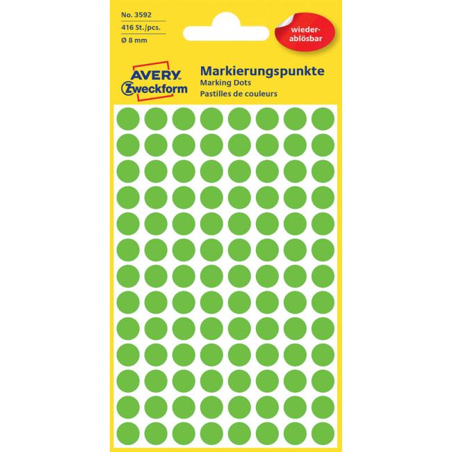 [AV003592] Etikety kruhové 8mm Avery odnímatelné zelené