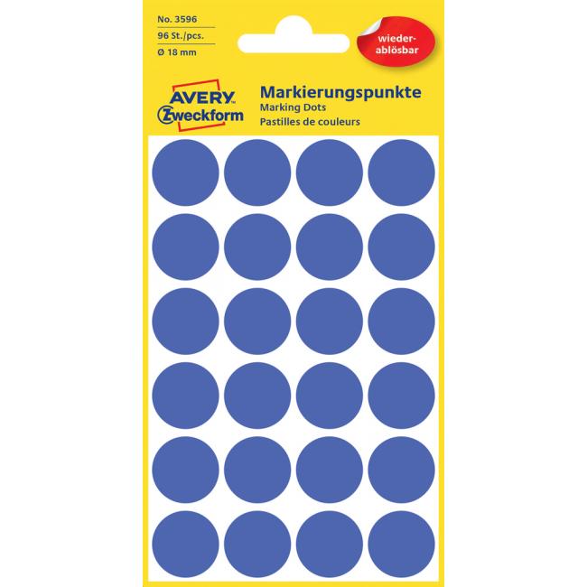[AV003596] Etikety kruhové 18mm Avery odnímatelné modré