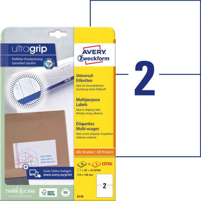 [AV006176] Etikety univerzální 210x148mm Avery A4 25+5 archů