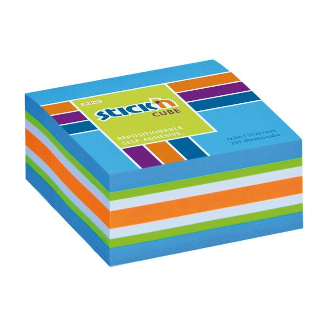 [AV021535] Samolepící bloček Stick'n Hopax mini, 51x51 mm, modrý mix