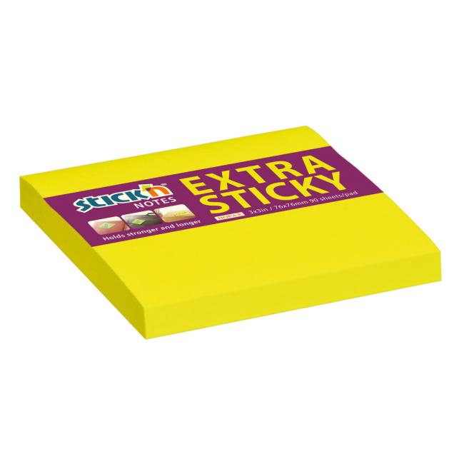 [AV021670] Samolepící bloček Stick'n Hopax 76x76 mm, neonově žlutý