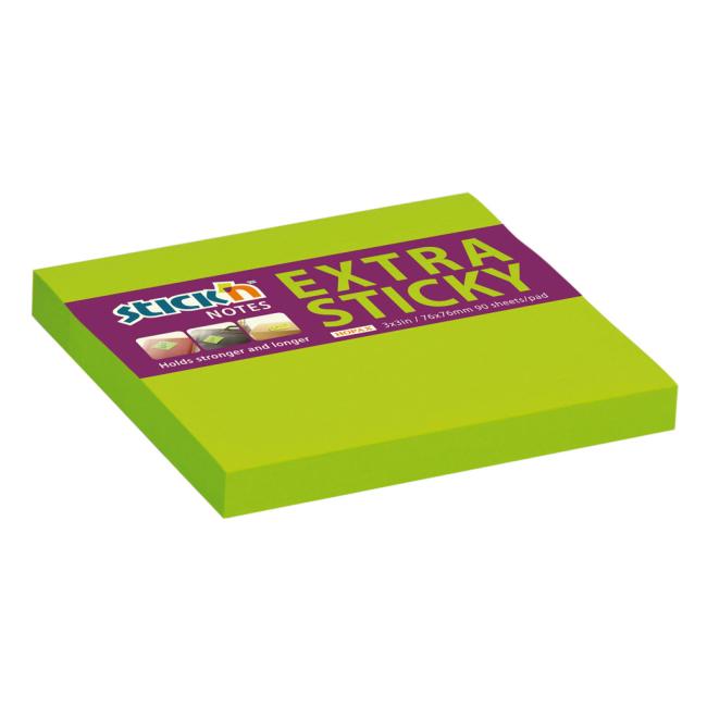 [AV021672] Samolepící bloček Stick'n Hopax, 76x76 mm, neonově zelený