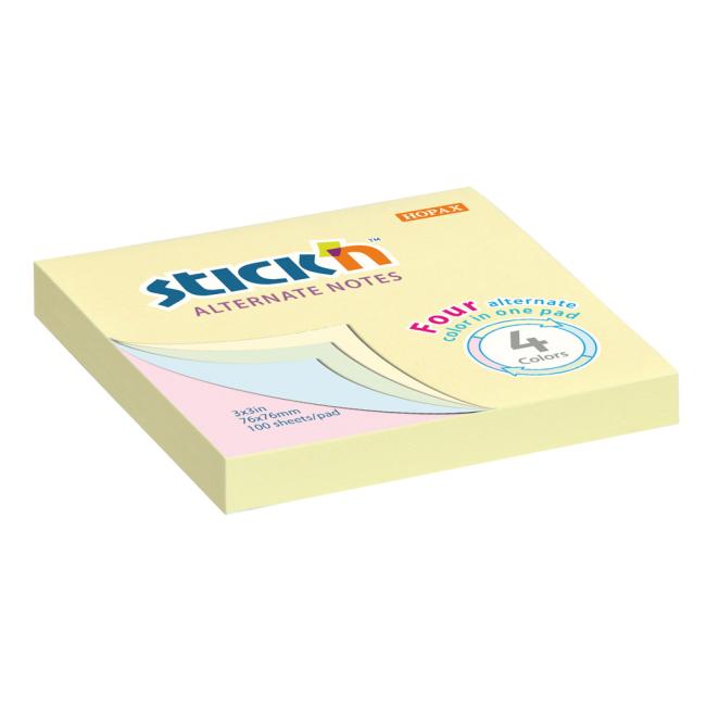 Samolepící bloček Stick'n Hopax Alternate, mix pastel, 76 x 76 mm