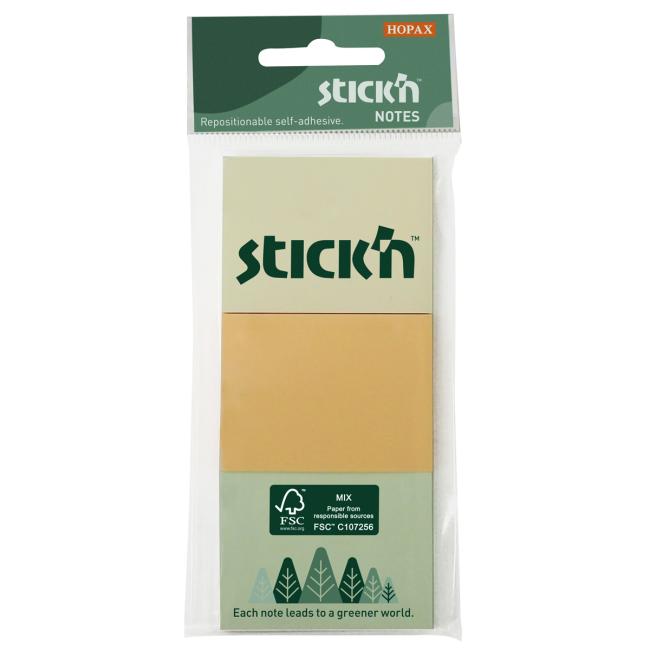 [AV021885] Samolepící bloček Stick'n Hopax, 38x51 mm, mix pastelových barev, 3x100 lístků
