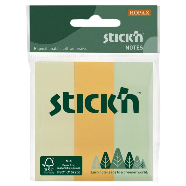 Samolepící bloček Stick'n Hopax, 76x25 mm, mix pastelových barev, 3x50 lístků
