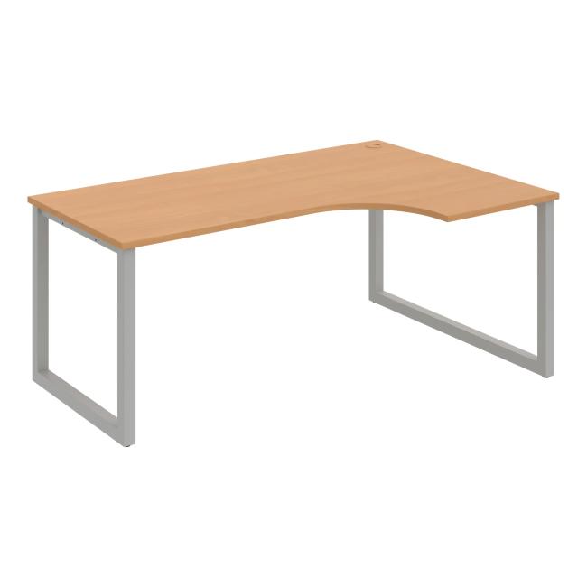 Pracovní stůl UNI O, ergo, levý, 180x75,5x120 cm, buk/šedá