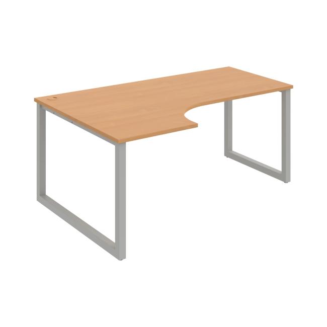 Pracovní stůl UNI O, ergo, pravý, 180x75,5x120 cm, buk/šedá