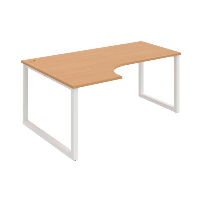 Pracovní stůl UNI O, ergo, pravý, 180x75,5x120 cm, buk/bílá