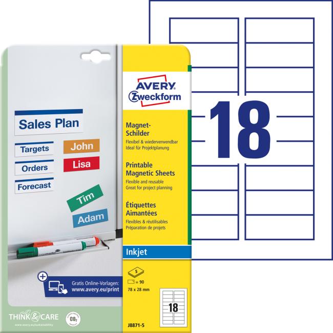 [AV088715] Magnetické popisovací štítky Avery 78mm x 28m