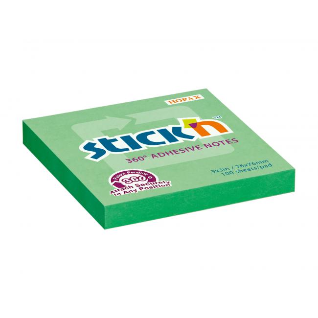 [AV215520] Samolepící bloček Stick'n Hopax, 360°, 76x76 mm, zelený