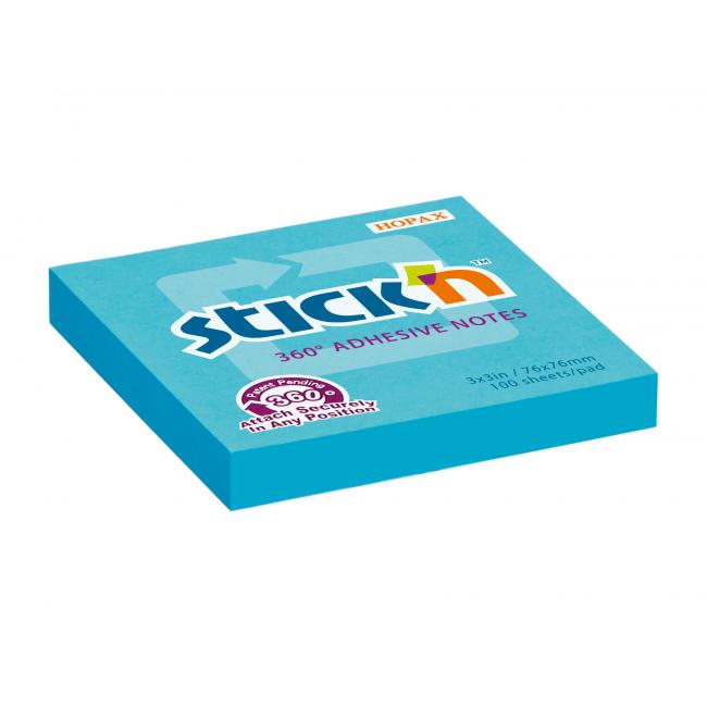 [AV215530] Samolepící bloček Stick'n Hopax, 360°, 76x76 mm, modrý