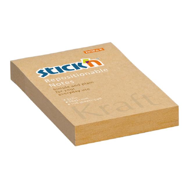 [AV216390] Samolepící bloček Stick'n Hopax Kraft, 76x51 mm, přírodní hnědá