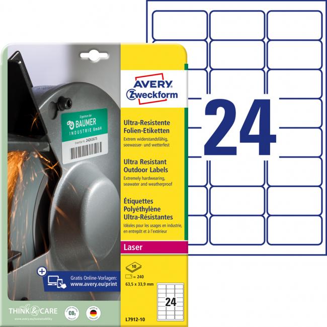 [AV791210] Etikety Avery 63,5x33,9 mm, ultra odolné bílé