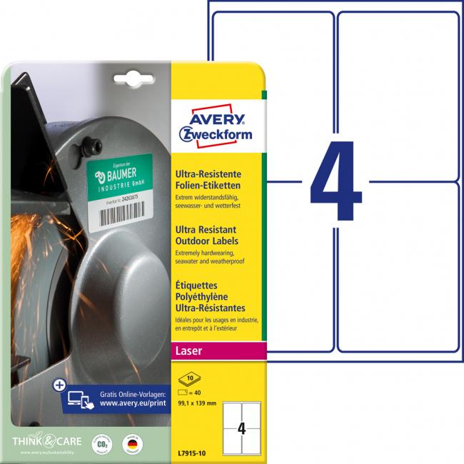[AV791510] Etikety Avery 99,1x139 mm, ultra odolné bílé
