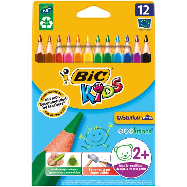 Barvičky BIC trojhranné odolné vůči lámání, 12 ks