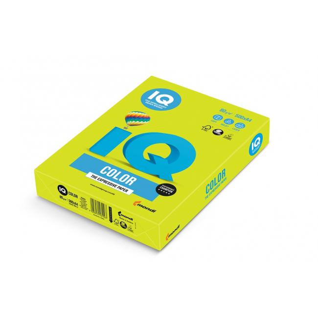 Barevný papír IQ color neonově zelený NEOGN, A4, 80g