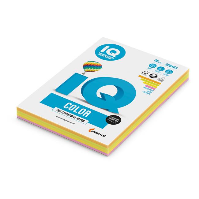 [PA001194] Barevný papír IQ color 4x50 mix neonové barvy, A4, 80g