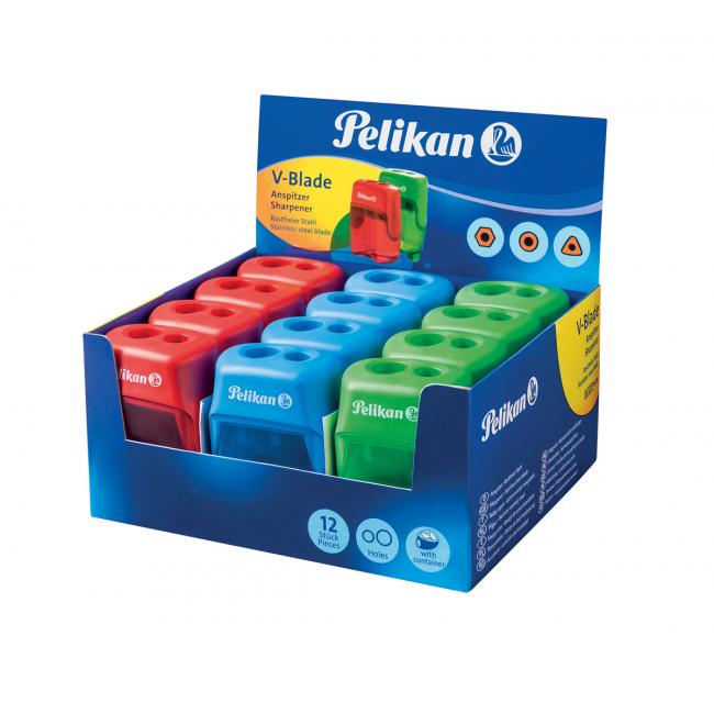 [PE700238] Struhadlo Pelikan V-Blade plastové se 2 otvory mix barev, displej 12 ks