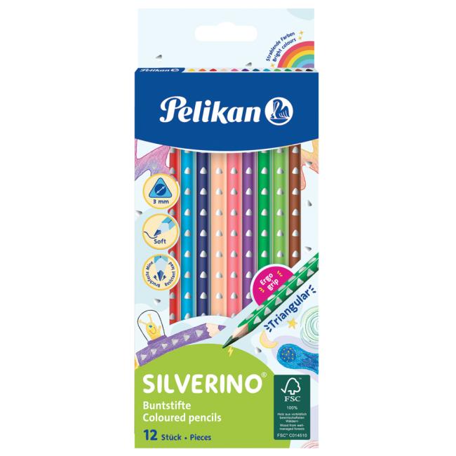 Barvičky Pelikan Silverino trojhranné tenké, sada 12 ks
