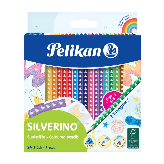 Barvičky Pelikan Silverino trojhranné tenké, sada 24 ks