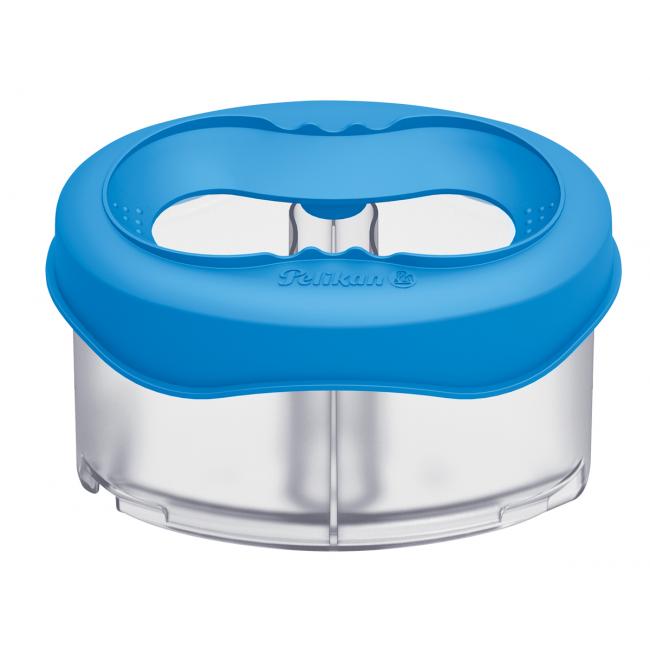Plastová sklenička Pelikan s držákem na štětec, modrý