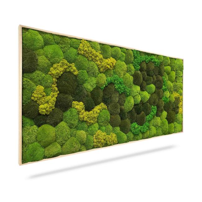 [BE000019] Mechový obraz Light Anento, 120x60cm, dřevěný světle hnědý rám