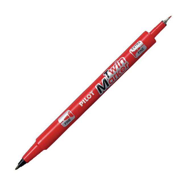 Popisovač oboustranný PILOT Twin Marker BeGreen 0,5+0,3mm červený