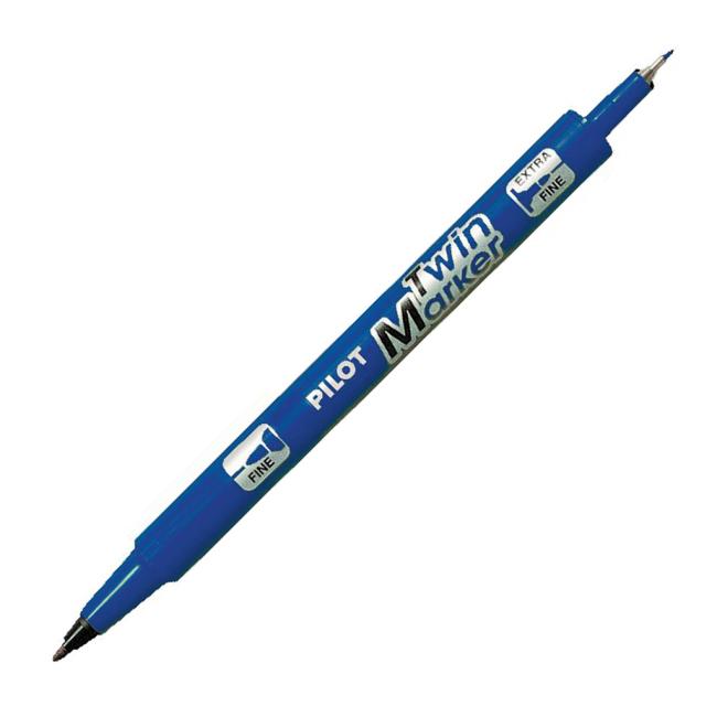 Popisovač oboustranný PILOT Twin Marker BeGreen 0,5+0,3 mm modrý