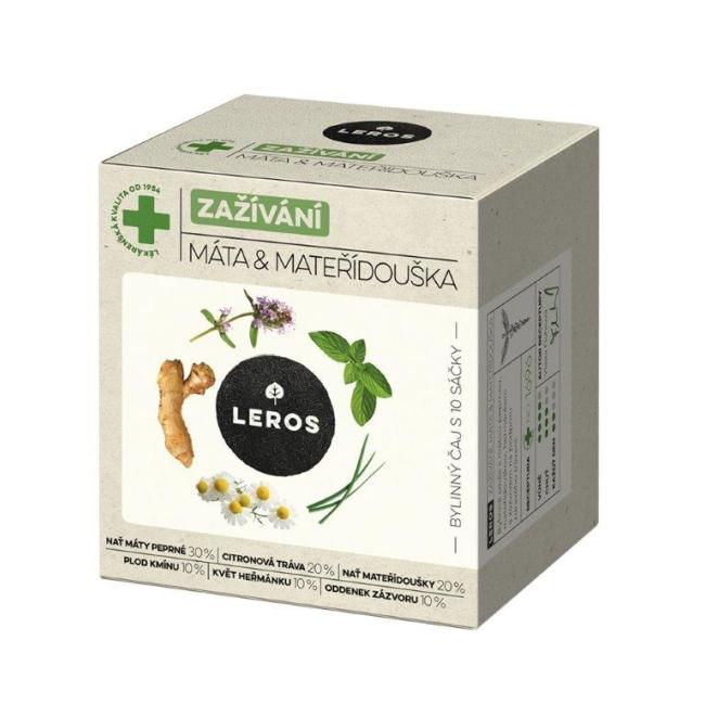 Čaj LEROS bylinný Natur Imunita trávení, máta & mateřídouška HB 10 x 1,5 g