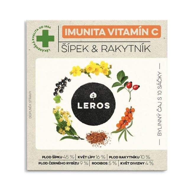 Čaj LEROS bylinný Natur Imunita Vitamin C šipka & rakytník HB 10 x 1,5 g