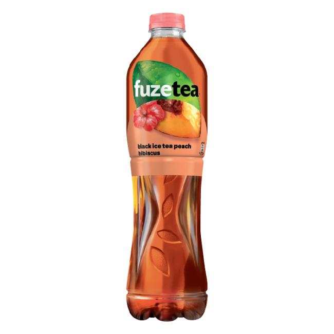 [PT320200] Černý ledový čaj FUZETEA Broskev a ibišek 6 x 1,5 ℓ