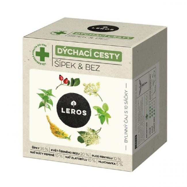 Čaj LEROS Natur bylinný na dýchací cesty šipka & bez HB 10 x 1,5 g