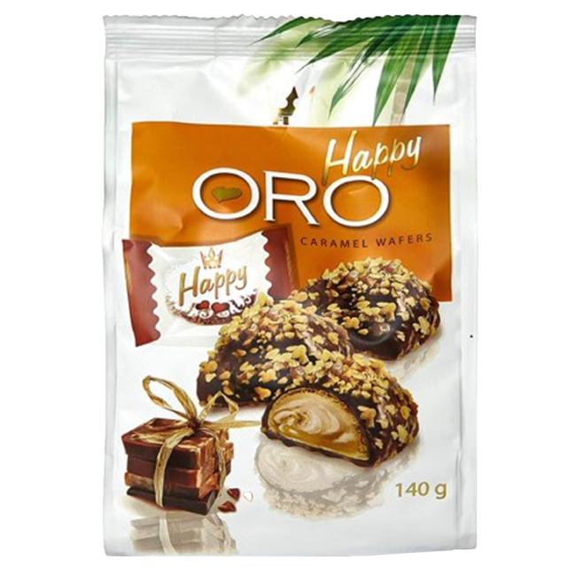Oplatky HAPPY Oro s karamelovou náplní 140 g