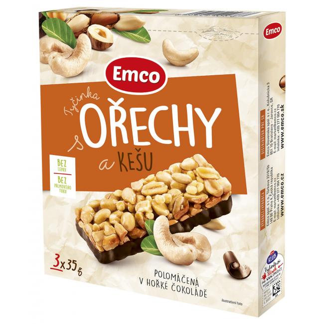 [PT803012] Tyčinka Emco s ořechy a kešu 3 x 35 g