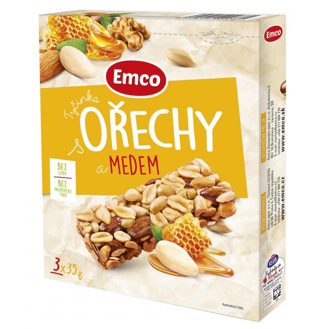 Tyčinka Emco s ořechy a medem 3 x 35 g