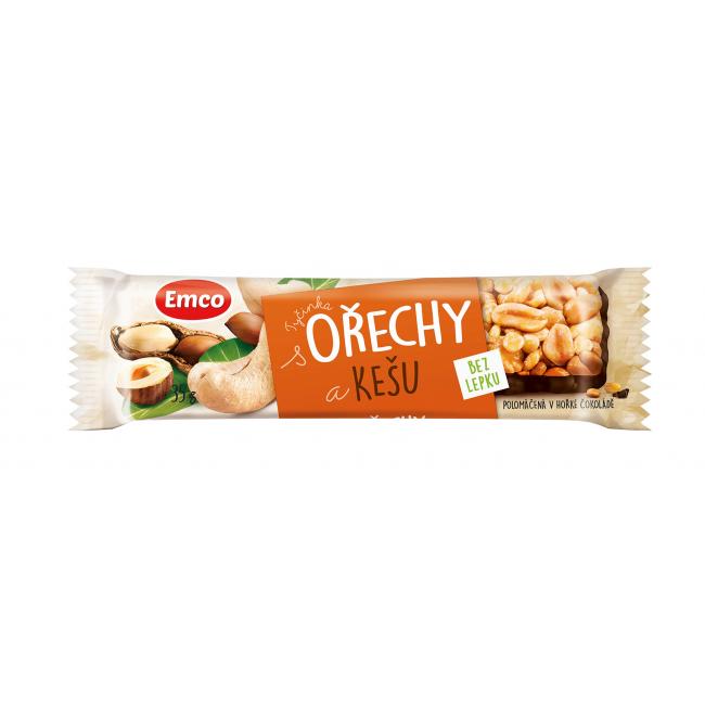 Tyčinka Emco bez lepku 35 g Ořechy a kešu