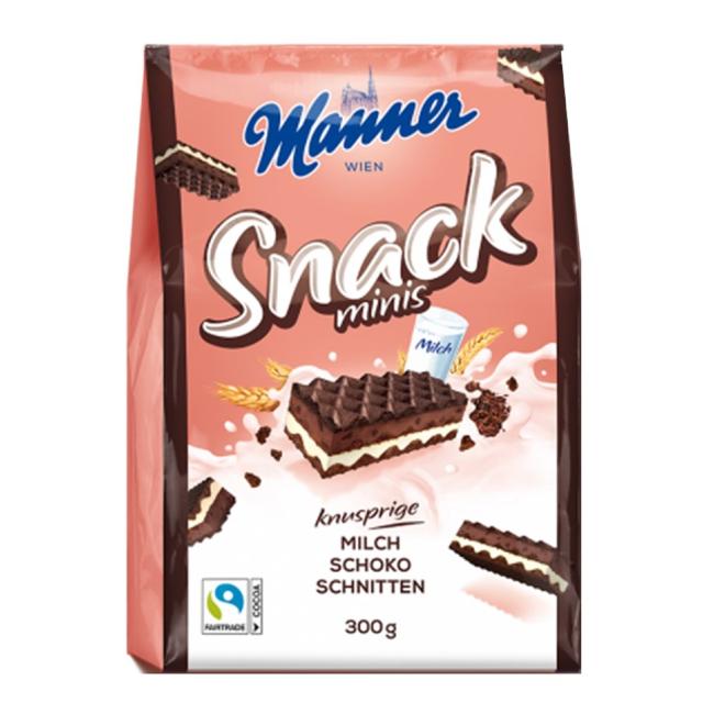 Oplatky Manner Snack Minis čokoládové 300 g