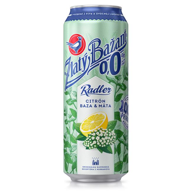 [PT900764] Pivo Zlatý Bažant 0% nealko radler 6 x 0,5 ℓ Citron Baza Máta plechovka