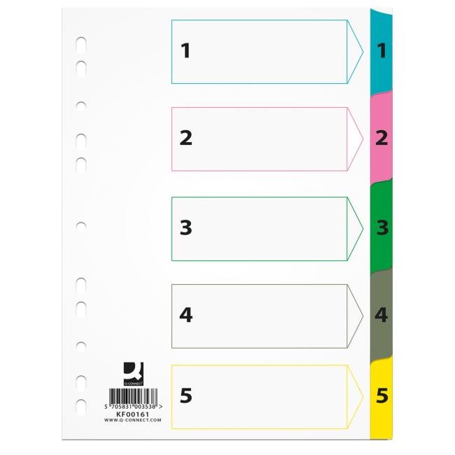 [QC000161] Kartonový rozřazovač Q-CONNECT zesílený 1-5